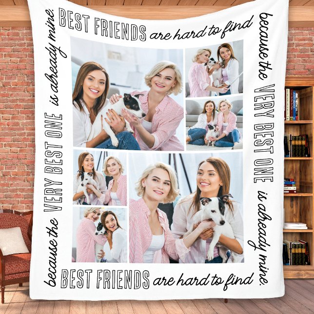 Stylish Best Friends Customized 6 Photo Collage Fleece Blanket (Creator Uploaded)