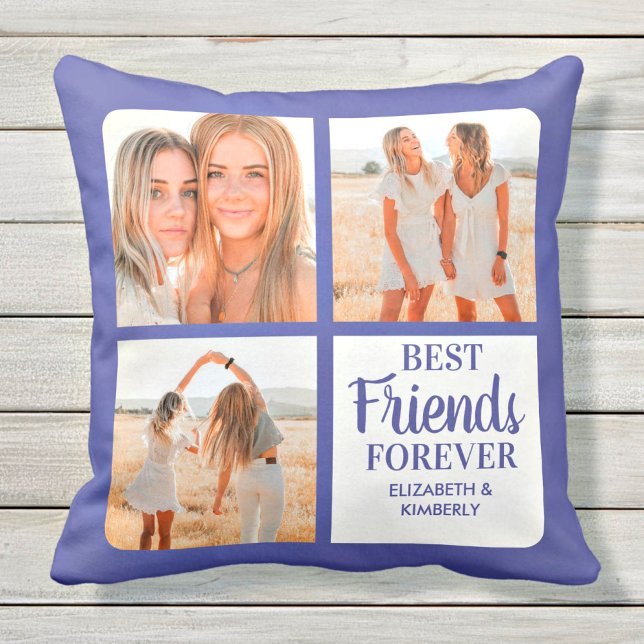 Stylish Best Friends Forever 3 Photo Collage Throw Pillow (Creator Uploaded)