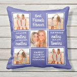 Stylish Best Friends Forever 5 Photo Collage Throw Pillow<br><div class="desc">Celebrate your best friends with a custom photo collage pillow in a modern periwinkle design. This unique best friends pillow is the perfect gift whether its a birthday, friends giving , or Christmas. We hope your special best friends pillow will become a treasured keepsake for years to come. . Quote...</div>