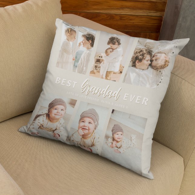 Stylish Best Grandad Ever 6 Photo  Throw Pillow (Creator Uploaded)