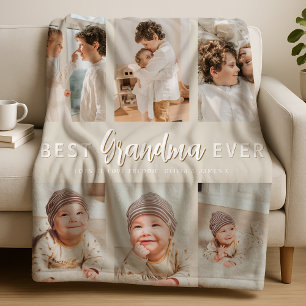 Stylish Best Grandma Ever 6 Photo Fleece Blanket