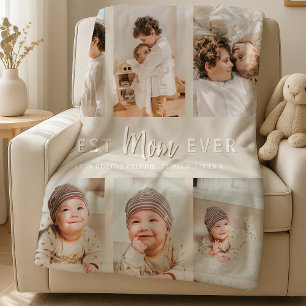 Stylish Best Mom Ever 6 Photo Fleece Blanket
