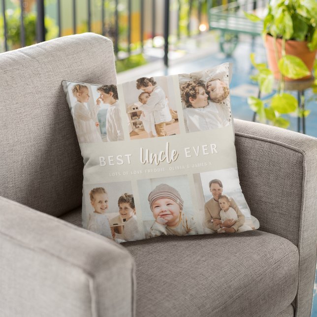 Stylish Best Uncle Ever 6 Photo  Throw Pillow (Creator Uploaded)