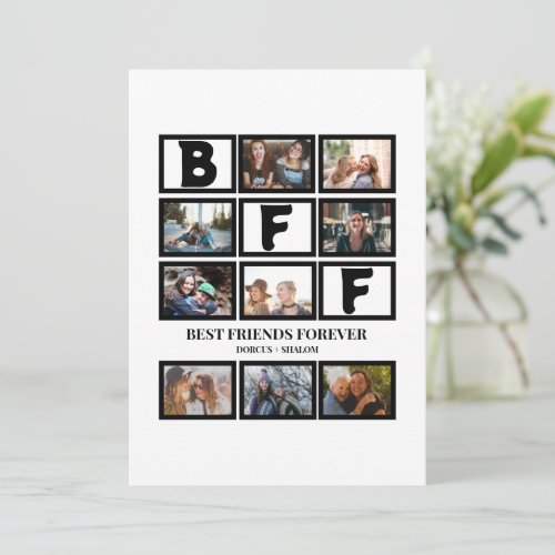 Stylish BFF Best Friends Forever 9 Photo Collage Holiday Card