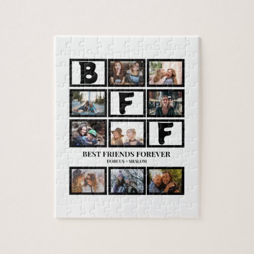 Stylish BFF Best Friends Forever 9 Photo Collage Jigsaw Puzzle