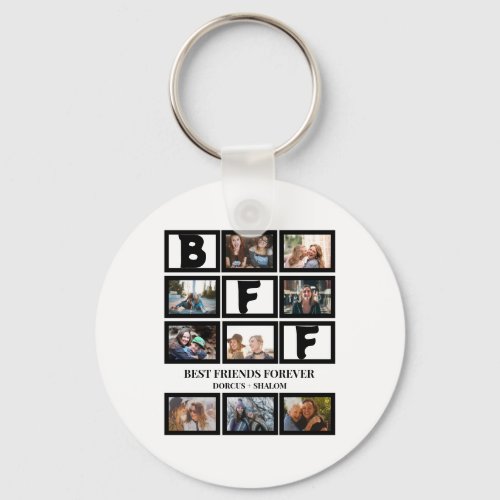 Stylish BFF Best Friends Forever 9 Photo Collage Keychain