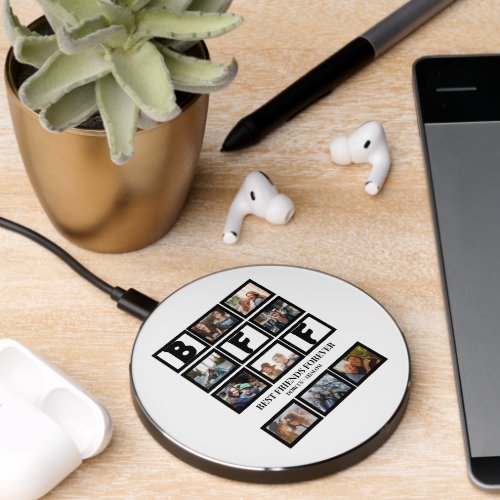 Stylish BFF Best Friends Forever 9 Photo Collage Wireless Charger