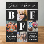Stylish BFF Besties Photo Collage Fleece Blanket<br><div class="desc">Modern friendship blanket featuring 4 photos of you and your bestie,  a trendy black background that can be changed to any color,  the letters "BFF",  the words "best friends forever",  a true friends quote,  and your names.</div>