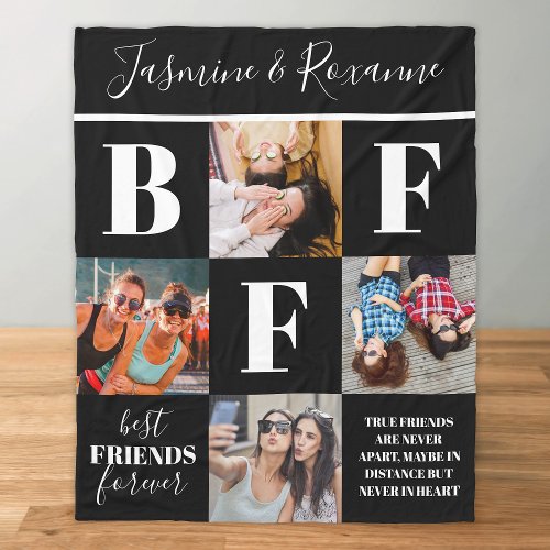 Stylish BFF Besties Photo Collage Fleece Blanket