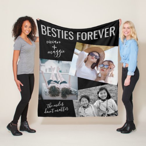 Stylish BFF Besties Photo Personalized Name Friend Fleece Blanket