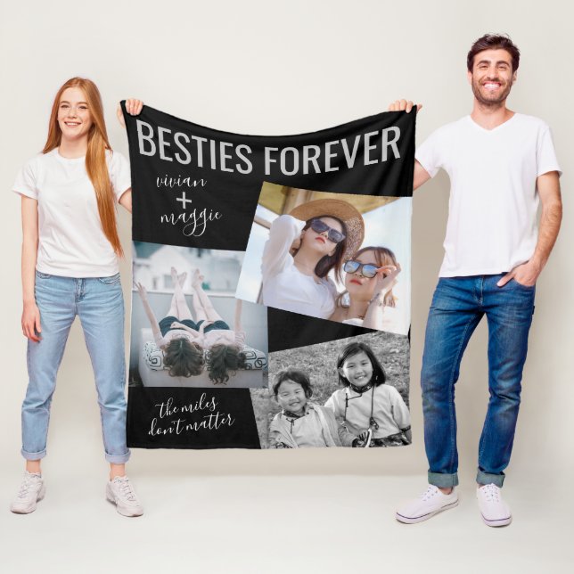 Stylish BFF Besties Photo Personalized Name Friend Fleece Blanket (In Situ)