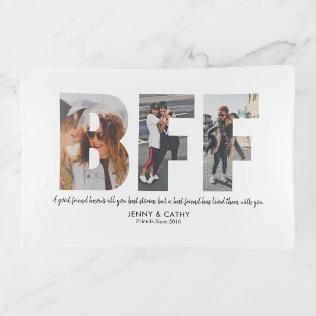 Stylish BFF Photo Collage Best Friends Besties Trinket Tray (Front)