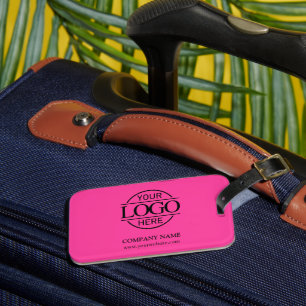 Stylish Bight Pink Corporate Company Business Logo Luggage Tag