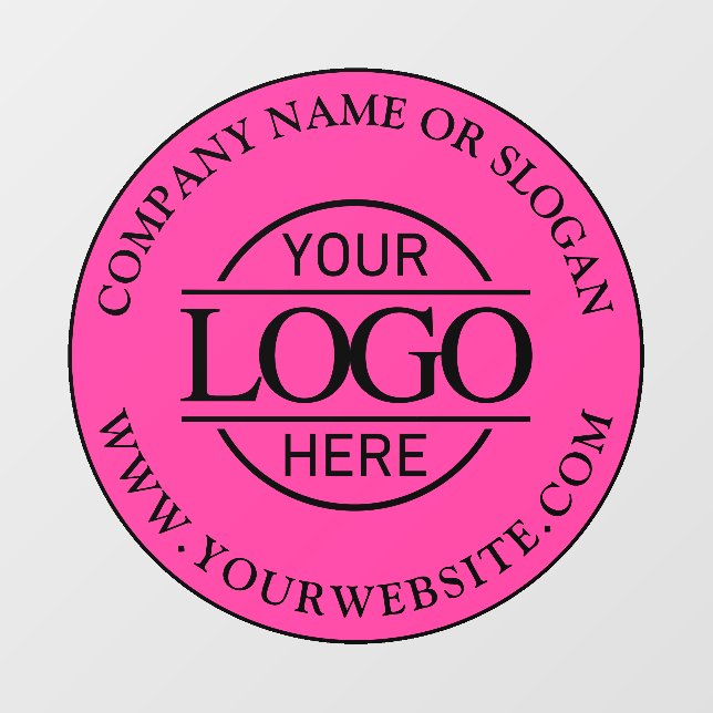 Stylish Bight Pink Promotional Business Logo Wall Decal (Front)