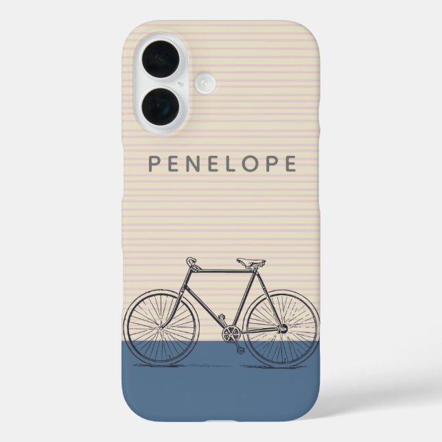 Stylish Bike Drawing Blush and Blue Personalized Case-Mate iPhone Case (Back)