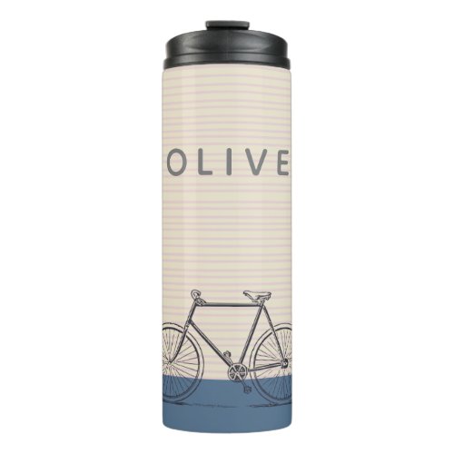 Stylish Bike Drawing Blush and Blue Personalized Thermal Tumbler