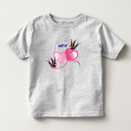 Stylish Birds Heart Love Toddler T_shirt
