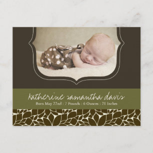 Stylish Birth Announcement Photo Card