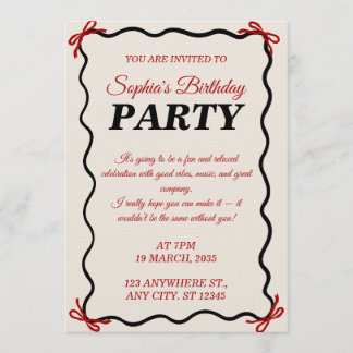 Stylish Birthday Invitation Card - customizable