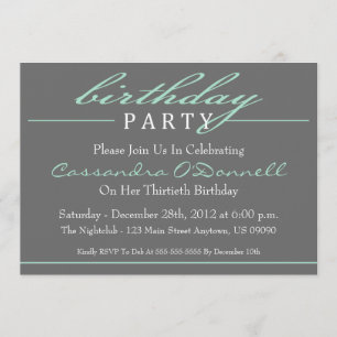 Stylish Birthday Party Invitations (Green)