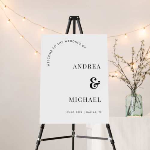 Stylish Black Ampersand Names Wedding Welcome Sign