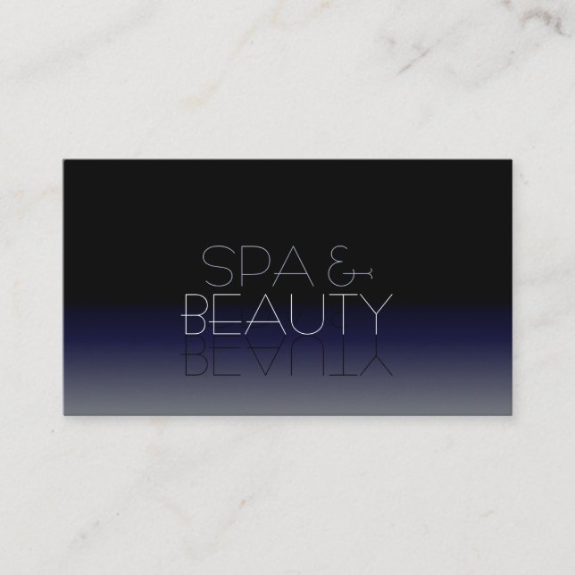 Stylish Black and Blue Mirror Font Simply Modern Business Card (Front)