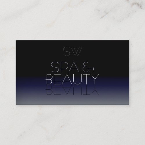Stylish Black and Blue Mirror Font with Monogram Business Card