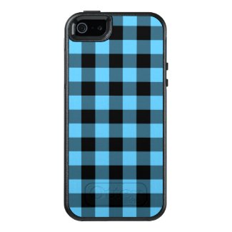 Stylish Black and Bright Blue Checked Plaid OtterBox iPhone 5/5s/SE Case