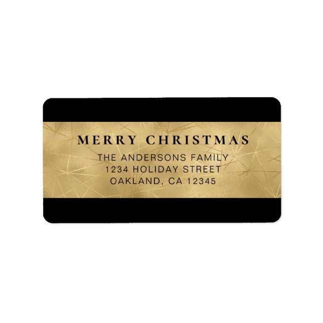 Stylish Black and Faux Gold Christmas Classic Label (Front)