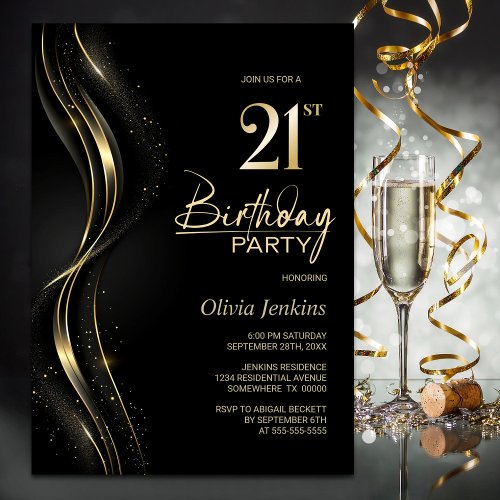 Stylish Black and Gold 21st Birthday Party
