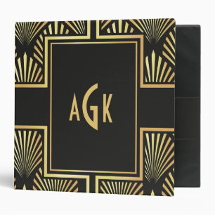 Stylish Black and Gold Art Deco Photo Album/Binder 3 Ring Binder