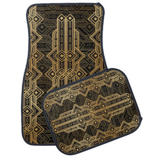 Stylish black and gold art deco roaring twenties car floor mat