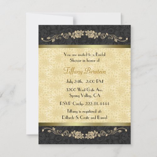 Stylish Black and Gold Bridal Shower Invites