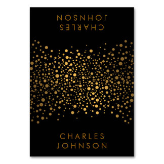 Stylish Black and Gold Confetti Dots | Place Cards