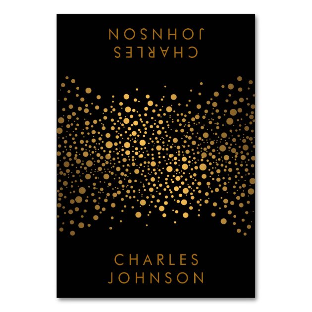 Stylish Black And Gold Confetti Dots | Place Cards