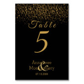 Stylish Black and Gold Confetti - Table Number | Zazzle