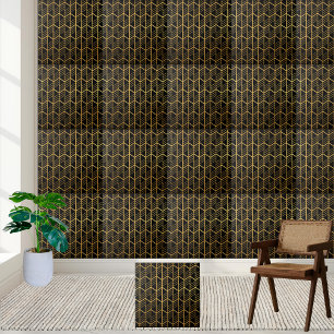 Stylish Black and Gold Geometric Art Deco Tile