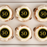 Stylish Black And Gold Glitter 50th Birthday   Edible Frosting Rounds<br><div class="desc">Celebrate a fabulous fiftieth birthday with our glittery sparkly edible frosting. Designed for that classy glam stylish trendy look, our black and gold frosting makes every adult birthday party extra special. Custom name options are available, perfect for that 50th party mark. Add some gold glitter and make this milestone birthday...</div>