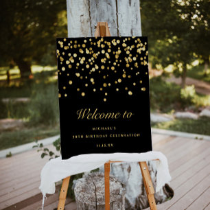 Stylish Black And Gold Glitter 50th Birthday Party Foam Board
