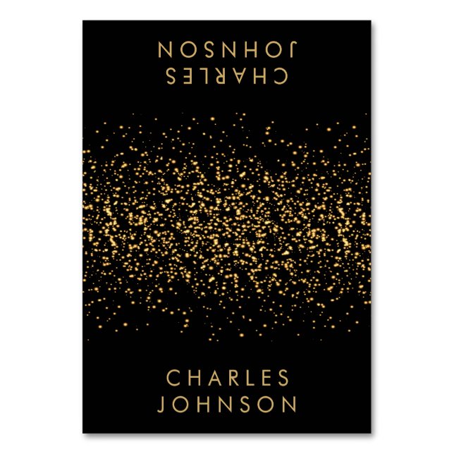Stylish Black and Gold Glitter | Place Cards (Front)