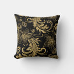 Stylish Black And Gold Pillow at Zazzle