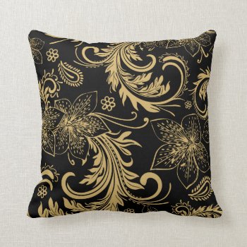 Stylish Black And Gold Pillow by PillowCloud at Zazzle