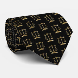 Stylish Black and Gold Scales - Lawyer Neck Tie