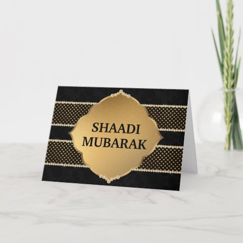Stylish Black and Gold Shaadi Mubarak Card