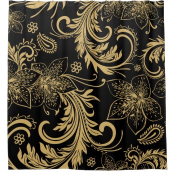 Stylish Black And Gold Shower Curtain by GiftStation at Zazzle