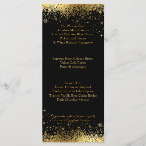 Stylish Black and Gold Snowflakes _ Menu