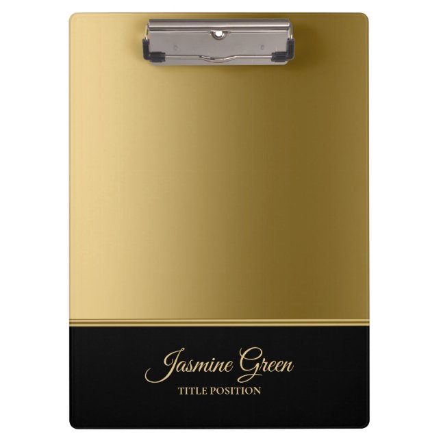 Stylish Black And Golden Clipboard (Front)