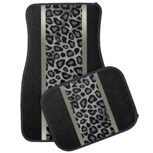 Stylish Black and Gray Leopard Animal Pattern Car Mat
