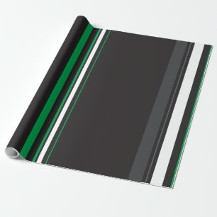 Stylish Black and Green Clean Flat Lines Wrapping Paper