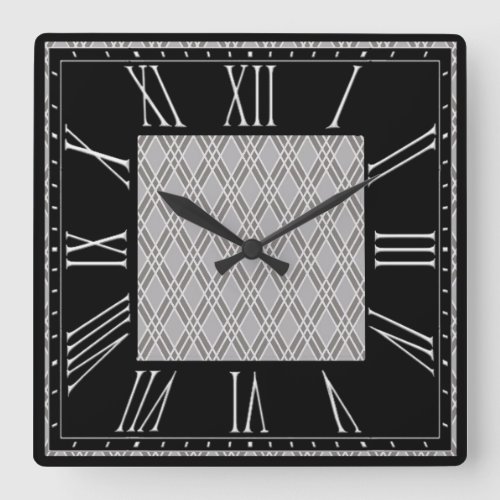 Stylish Black and Grey Square Wall Clock